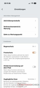 Menu with settings