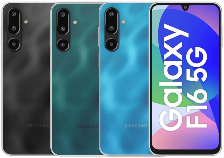 The Samsung Galaxy F16 5G comes in Vibing Blue, Bling Black, and Glam Green colorways (Image source: Samsung)