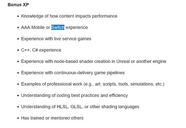 Sledgehammer Games Call of Duty job ad with Switch reference (Image source: screenshot, Activision Careers)