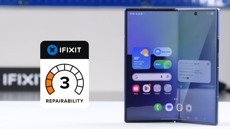 The Samsung Galaxy Z Fold 7 only receives a 3 out of 10 rating for repairability from iFixit.