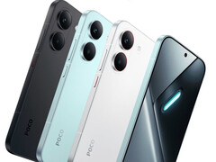 An official picture of the Poco X8 Pro in three launch colours.