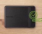 The Toshiba hard drive features a very minimal design with a black colorway