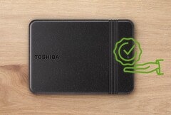 The Toshiba hard drive features a very minimal design with a black colorway