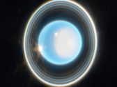 A zoomed-in image of Uranus, captured by NASA’s James Webb Space Telescope (Image source: NASA, ESA, CSA, and STScI; cropped)