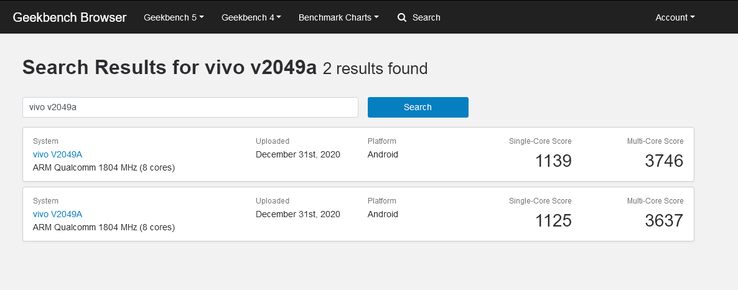 The "iQOO 7" has appeared twice on Geekbench 5 to date. (Source: Geekbench)