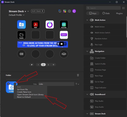 Open the icon library within the Stream Deck App