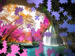 In Epic Landscapes Jigsaw, you can complete puzzles ranging from 12 to 280 pieces. Pictured - A semi-completed puzzle from the game. (Image source: Xbox)