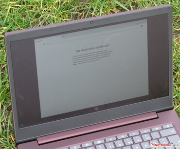 The Chromebook outdoors