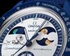 The new Mission to Earthphase - Moonshine Gold watch (pictured) has a moonphase indicator at the 2 o’clock subdial and an earthphase indicator at 10 o’clock. (Image source: Swatch)