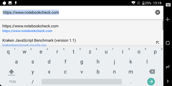 The keyboard in landscape mode