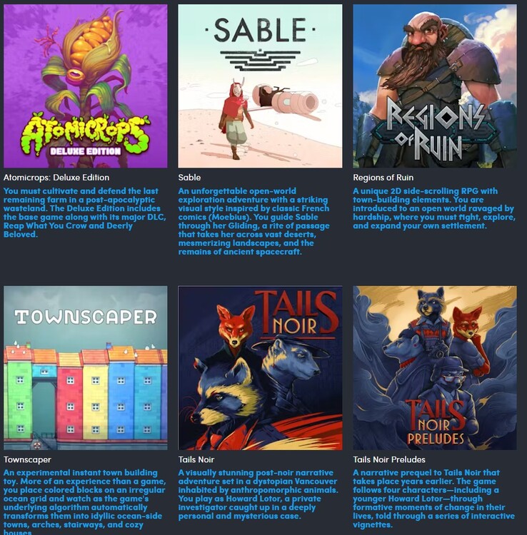 The six additional games in the $7 tier (Image source: Humble Bundle)