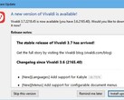 Vivaldi 3.7 browser update notification mid-March 2021 (Source: Own)