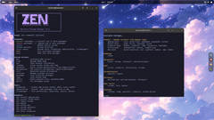 Zenclora Linux 2.0 with the new package manager in a terminal window