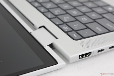 Hinge rigidity is satisfactory. It's not super stiff, but it doesn't have to be since the display is very light