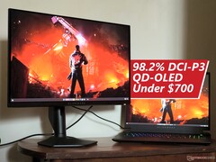 The Alienware AW2725DF is a great companion display for a small desk setup alongside a gaming monitor and is currently 23% off on Amazon. (Image source: Vaidyanathan Subramanium / Notebookcheck - edited)