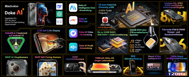 The BL7000 runs on DokeOS 4.1, which is based on Android 15 (Image source: Blackview)