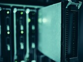 Close-up of server racks in a data center