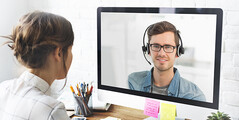 If you video conference regularly, a dedicated webcam, microphone (or headset) and headphones will improve the quality of your calls. (Image via Bluejeans.com)