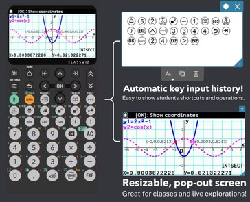 Teachers can use the free Casio fx-CG100 emulator for computers during classroom presentations. (Image source: Casio)