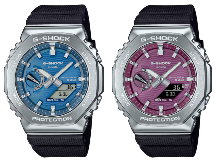 The Casio G-Shock GBM-2100A-2B (left) and GBM-2100A-4B (right) watches. (Image source: Casio)