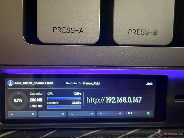 The built-in display shows the local access IP after making a wired Ethernet connection