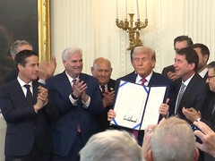 President Trump signs the GENIUS Act into law, enabling added controls over stablecoins and issuers. (Image source: White House)