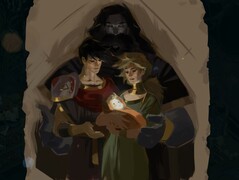 Pictured: An incomplete painting Melinoë keeps of her family (Image Source: Supergiant Games)