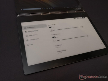 Change E-ink settings directly on the touchscreen