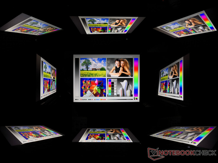 Wide IPS viewing angles. Colors and contrast do not degrade unless if viewing from extreme angles