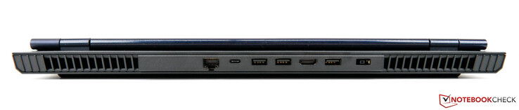 Back: Ethernet (RJ-45), USB-C 3.2 Gen 2, 2x USB-A 3.2 Gen 1, HDMI, USB-A 3.2 Gen 1, AC adapter
