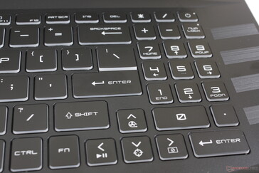 Note that the arrow keys and numpad are smaller in size than the main QWERTY keys