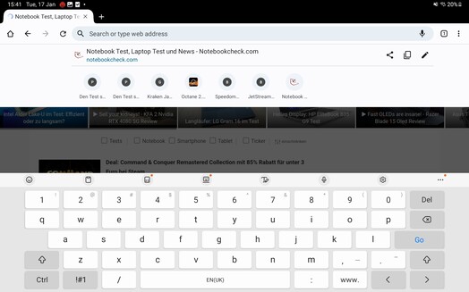 Keyboard in landscape mode