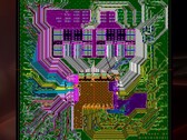 Shot of one of the routing layers used to connect 7nm components to Socket AM4 pins. (Source: The Verge)
