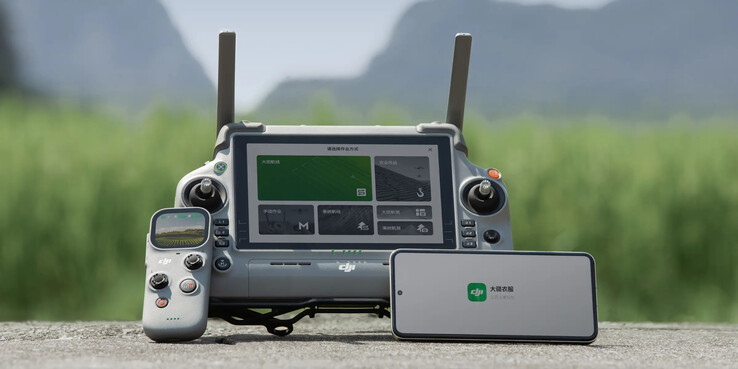 The DJI RC Mini AG next the RC Plus 2 AG remote controller. (Image source: DJI)