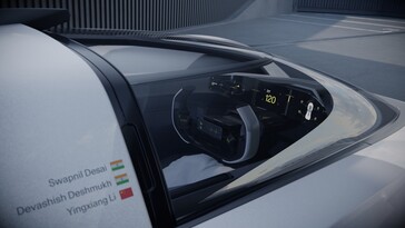 The names of the three design competition winners are represented on the side of the vehicle's cabin. (Image source: Polestar)