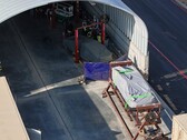 A number of Tesla Cybertrucks have been spotted waiting for crash testing. (Image source: @JoeTegtmeyer on X)