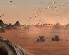 A missile barrage in a large-scale battle in Beyond All Reason (Image source: Beyond All Reason)