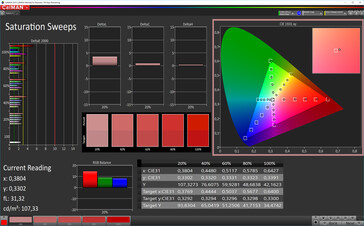 CalMAN: Colour Saturation – Natural profile: sRGB target colour space