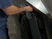 The Cybertruck's fender flare pops off really easily (image: Wrap Bullys/YT)