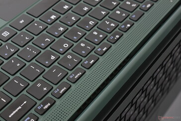 Speaker grilles above the first row of keyboard keys