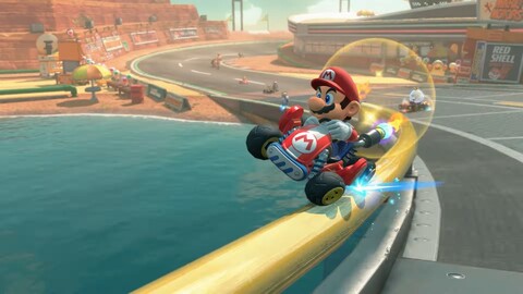 Pictured: Mario grinding on a rail during the trailer (Image Source: Courtesy of Nintendo via their Switch 2 Direct