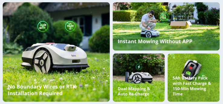 Some of the features of the RoboUP Raccoon 2 SE Robot Mower. (Image source: RoboUP)