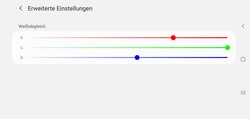 Our review unit’s optimised white balance settings