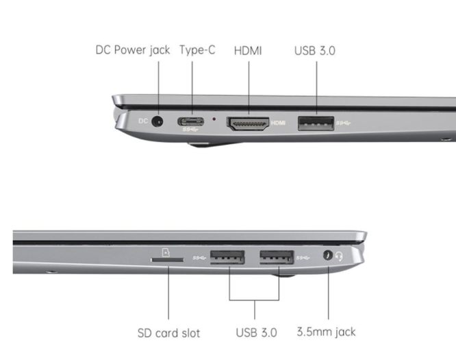 The Alldocube i7book has a decent selection of ports. (Image source: Alldocube)