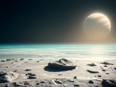 An image showing an ocean and a planet in space. (Image source: Kyraxys - Pixabay)