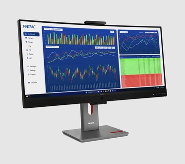 Front of the Lenovo P34WD IPS ultra-wide monitor.