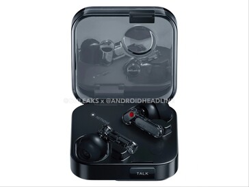 Front view of Nothing Ear (3) and the case in black. (Image source: Android Headlines)