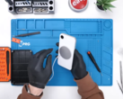 The 16e with a magnetic upgrade. (Image source: PhoneRepairGuru via YouTube)