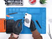The 16e with a magnetic upgrade. (Image source: PhoneRepairGuru via YouTube)
