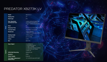 Acer Predator XB273K LV spec sheet (image via Acer)